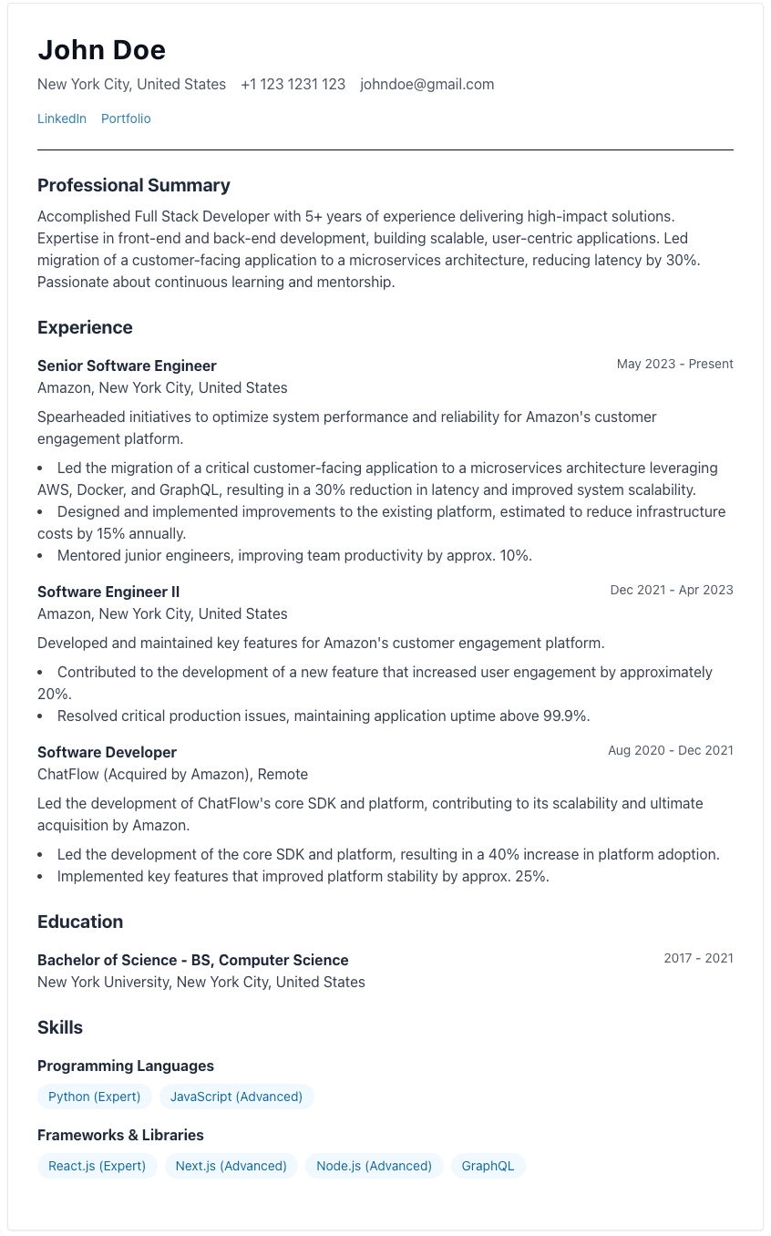 Classic Resume Template Preview